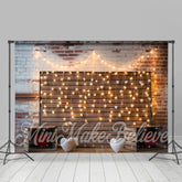 Aperturee - Bright Light Brick Wood Wall Valentines Day Backdrop